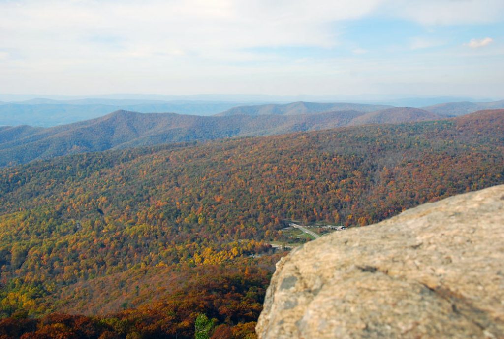 Photo of fall foliage view from a stop on Skyline Drive